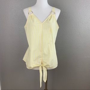 MICHAEL Michael Kors yellow stripe tie front tank
